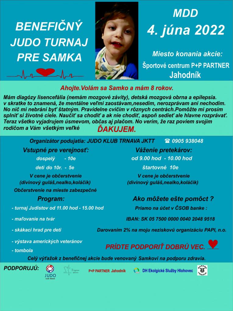 Benefičný judo turnaj pre Samka